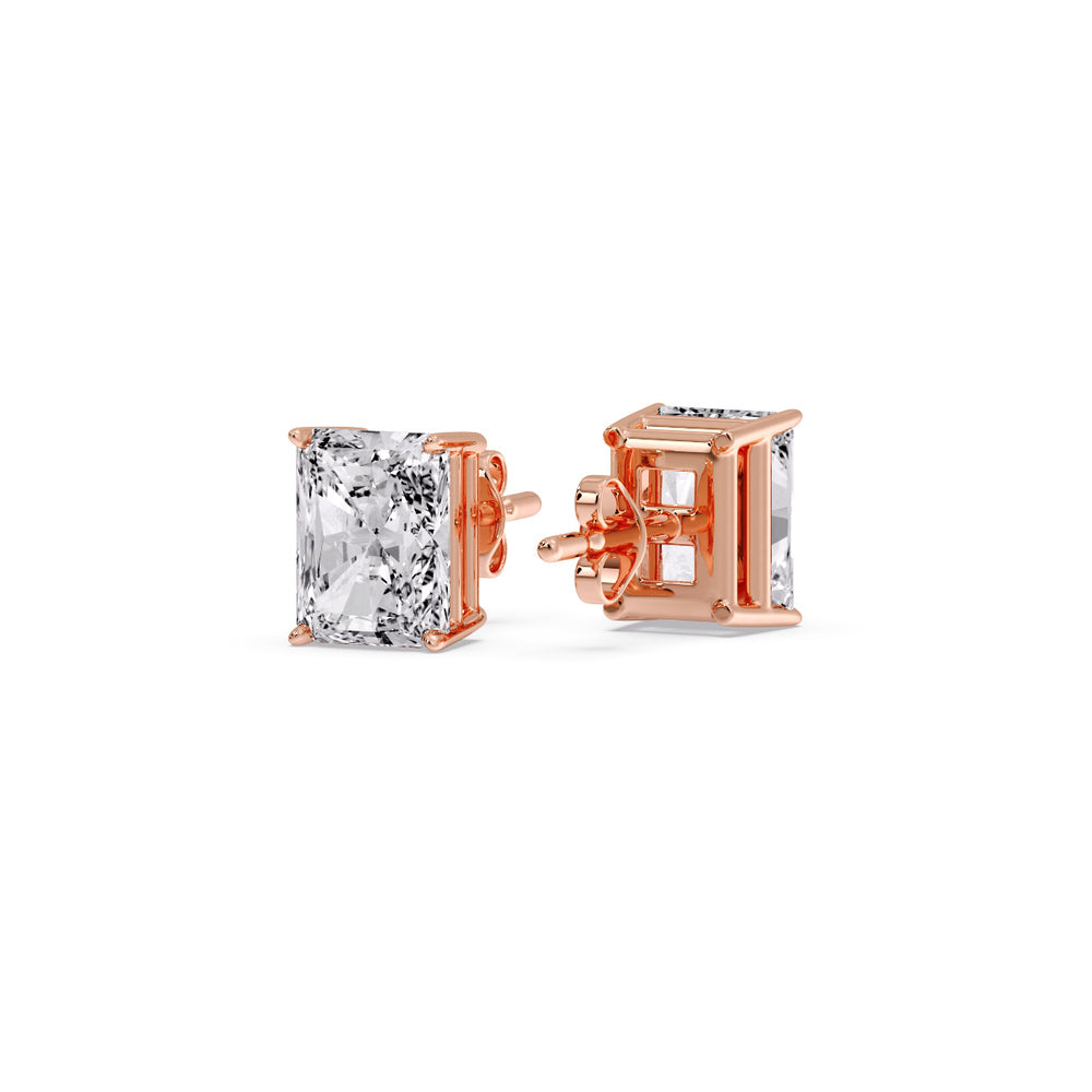Radiant Diamond Basket Stud Earring