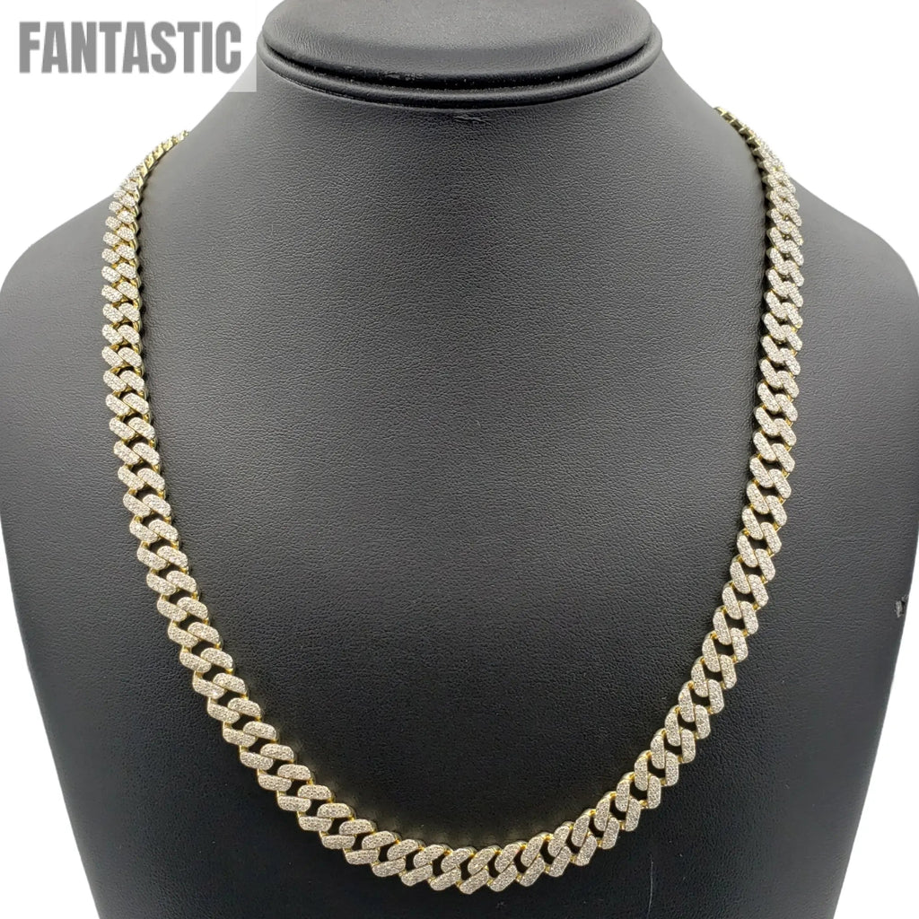 10K Gold- Iced Out Diamond Miami Cuban Chain (10mm)