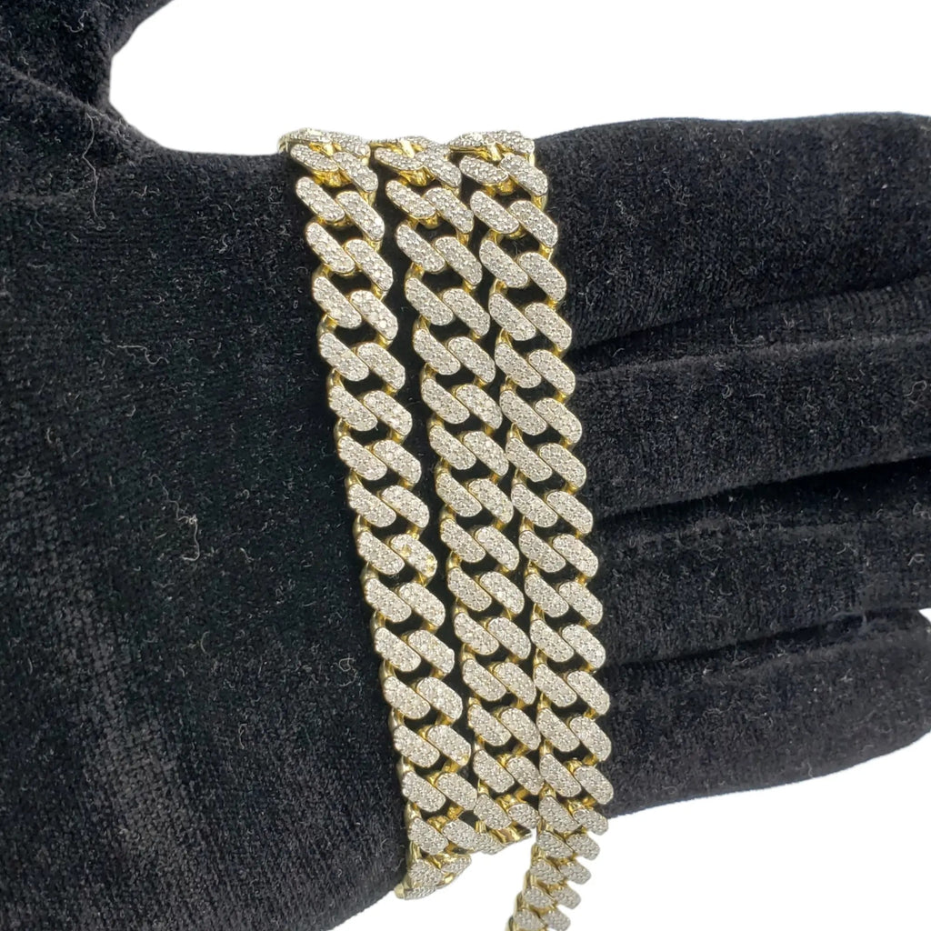10K Gold- Iced Out Diamond Miami Cuban Chain (10mm)