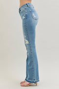 Daria - Mid Rise Destroy & Released Hem Bootcut Jeans
