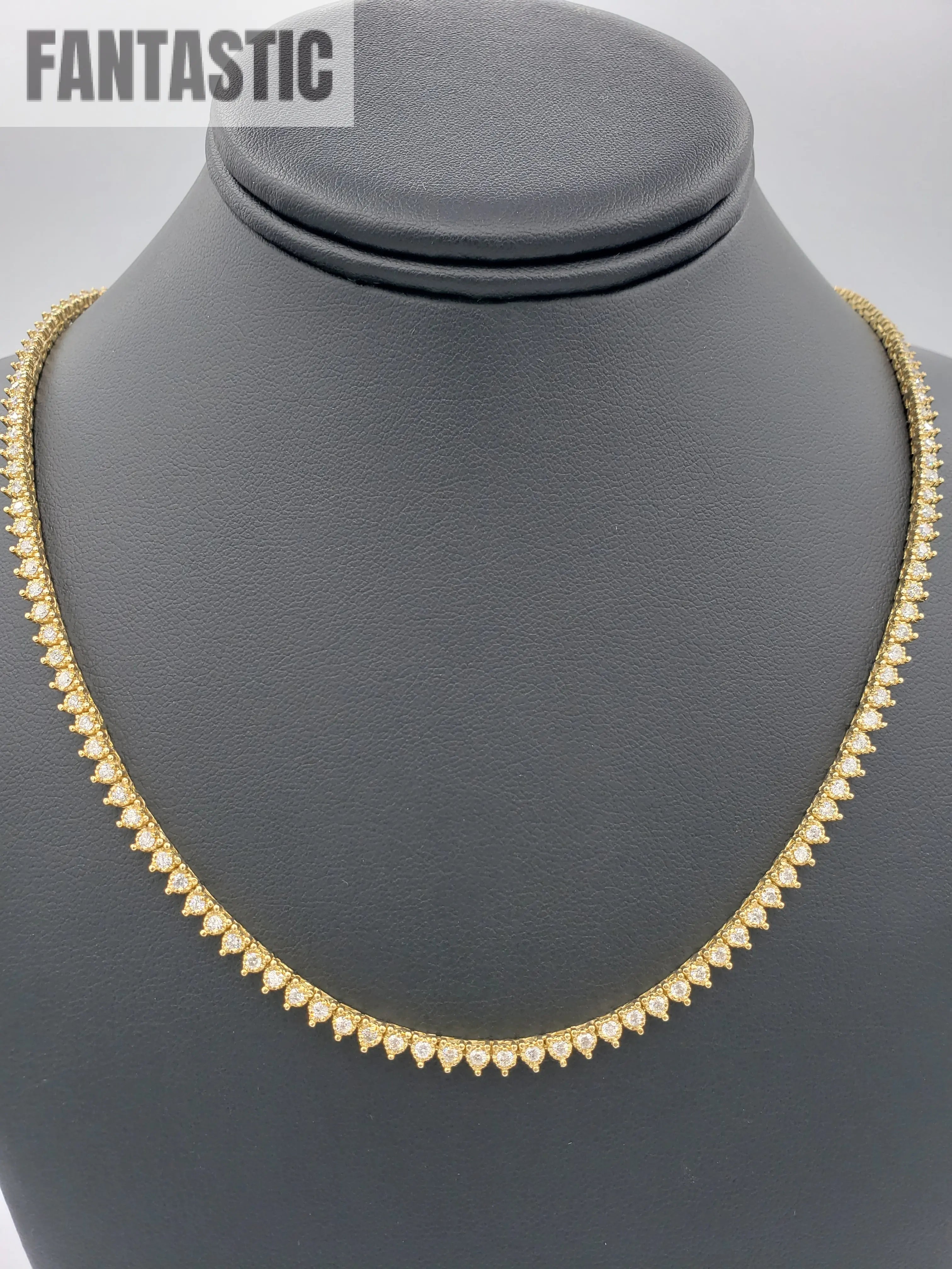 14K Gold- Diamond Pointer Tennis Chain 40.3 Grams
