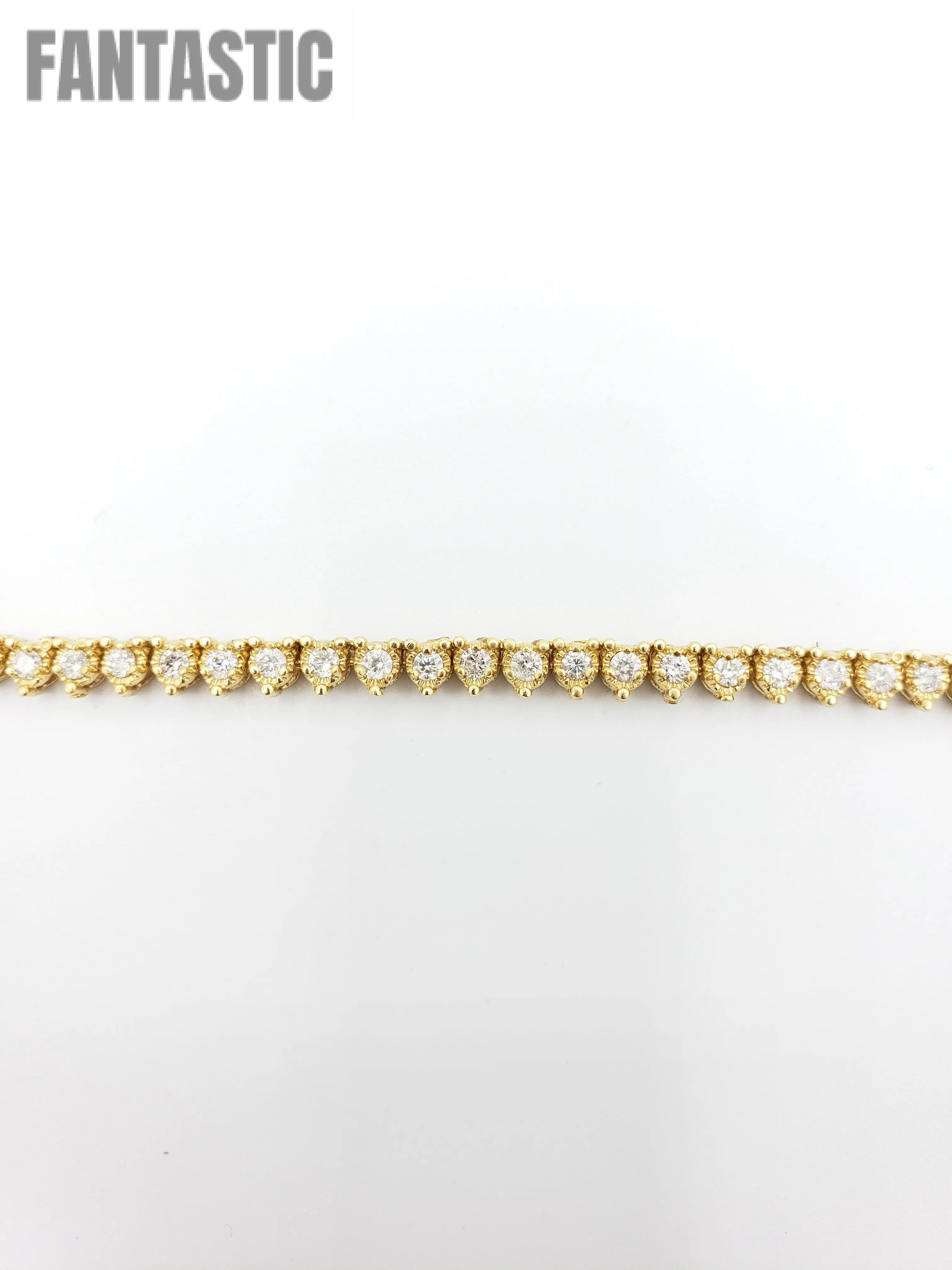14K Gold- Diamond Pointer Tennis Chain 40.3 Grams
