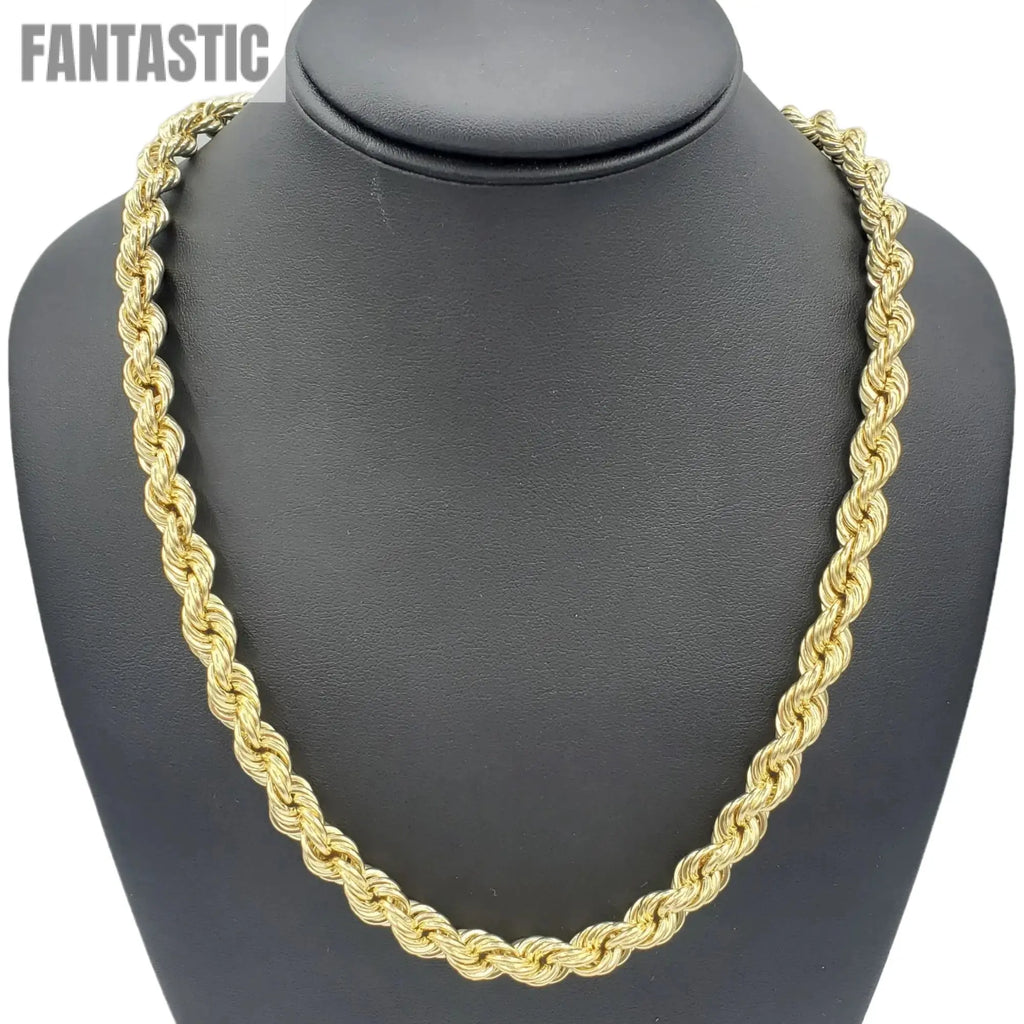 14K Gold Rope Chain Italian Necklace (Hollow) | Cadena de Oro