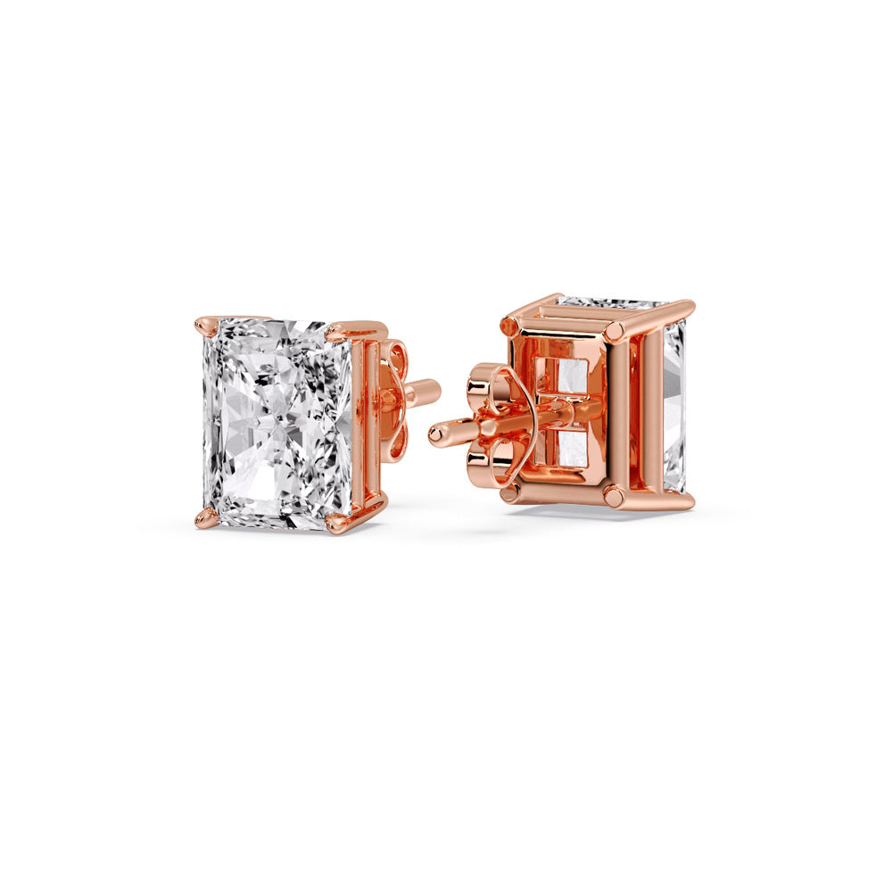Radiant Diamond Basket Stud Earring