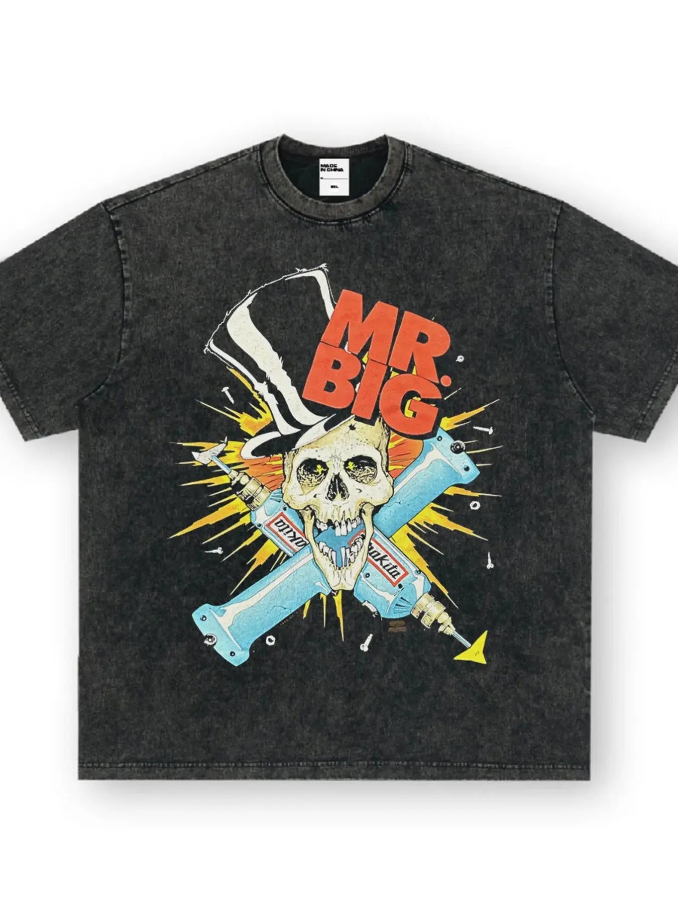 メンズ Mr. Big スカルグラフィック ヴィンテージウォッシュTシャツ