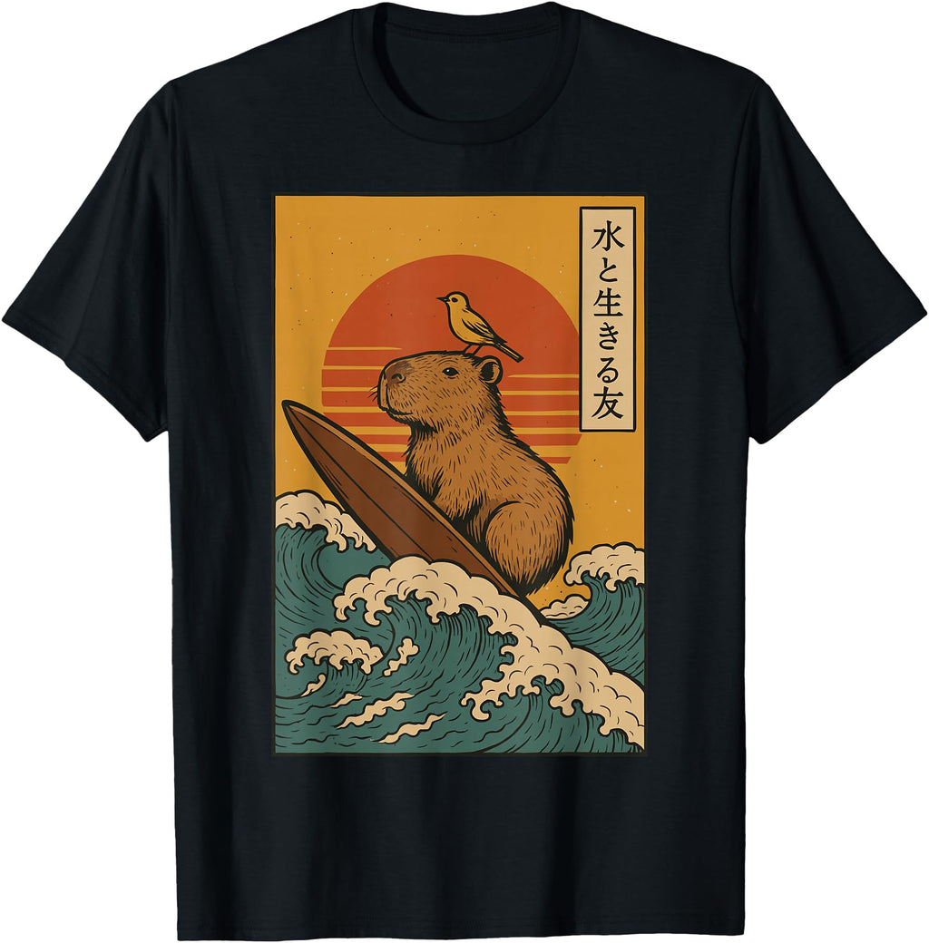限定カピバラサーフィンTシャツ - おもしろアパレル メンズ レディース