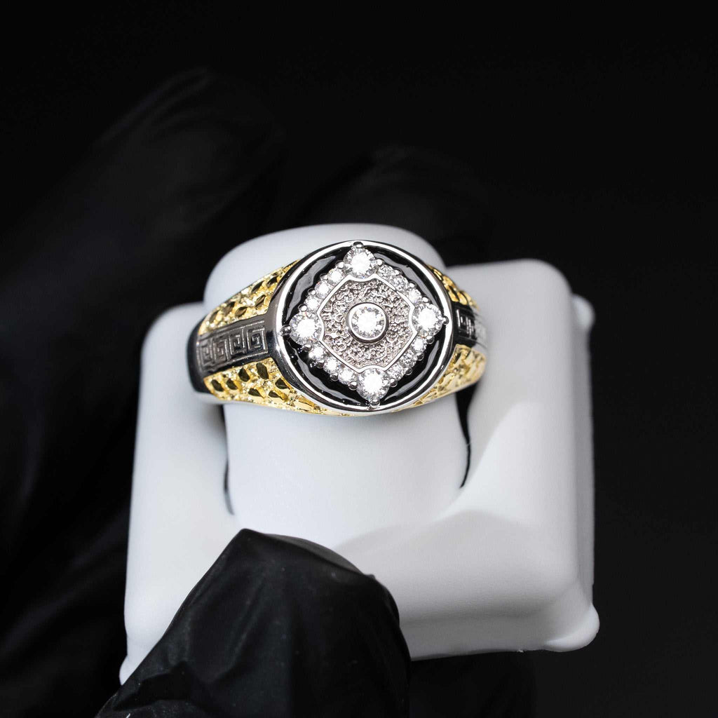 Moissanite Two-Tone Nugget Watch Ring in 925 Sterling Silver