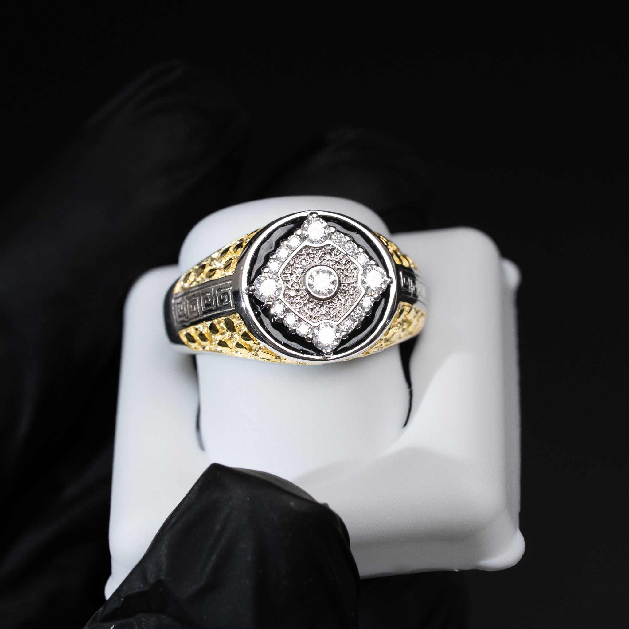Moissanite Two-Tone Nugget Watch Ring in 925 Sterling Silver