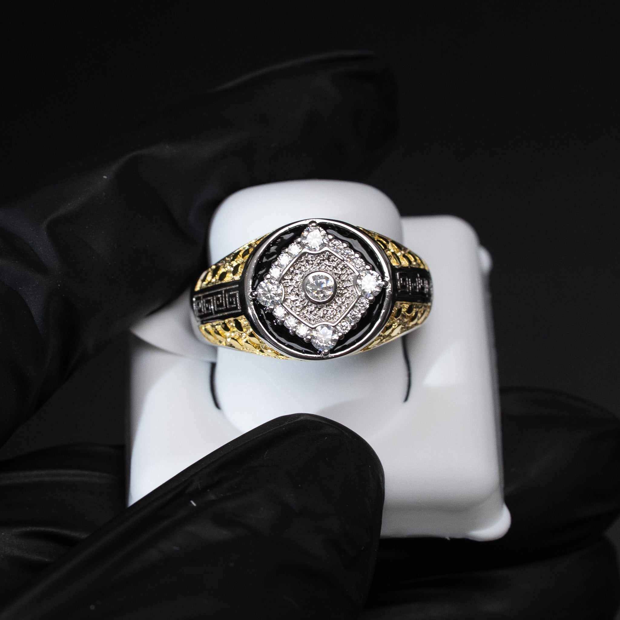 Moissanite Two-Tone Nugget Watch Ring in 925 Sterling Silver