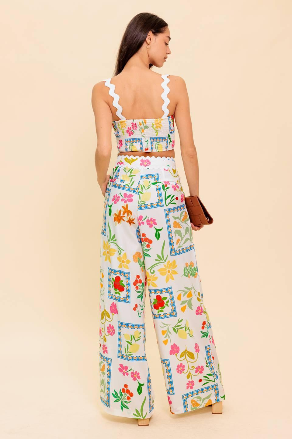 MARIGOLD IVORY WOVEN TOP AND PANT SET