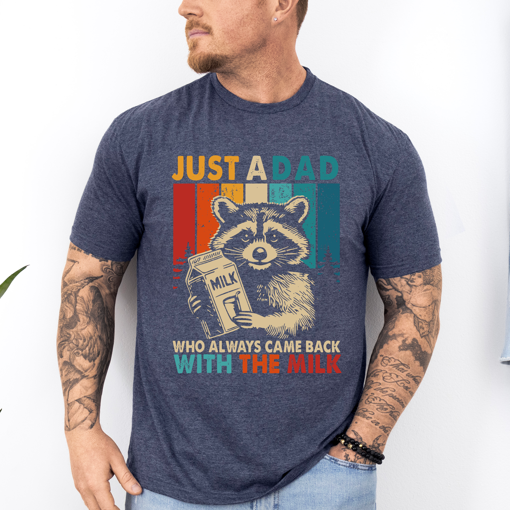 Just A Dad Who Always Came Back With The Milk, Raccoon, Father's Day, Husband, Guy Gift, Brother, Soft Style T-Shirt