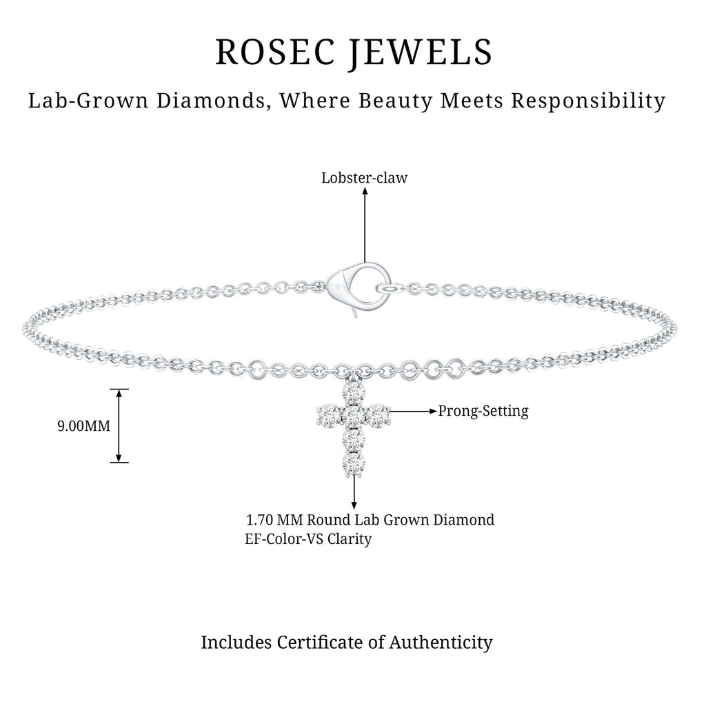 Certified Lab Grown Diamond Cross Bracelet