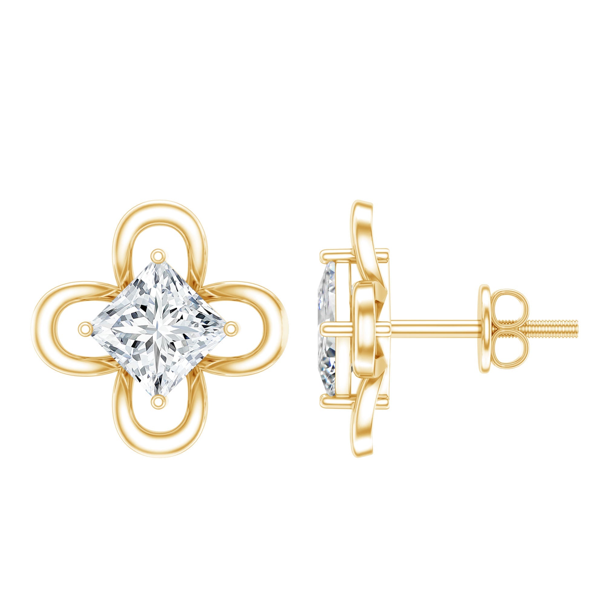 Cute Lab Diamond Flower Stud Earrings