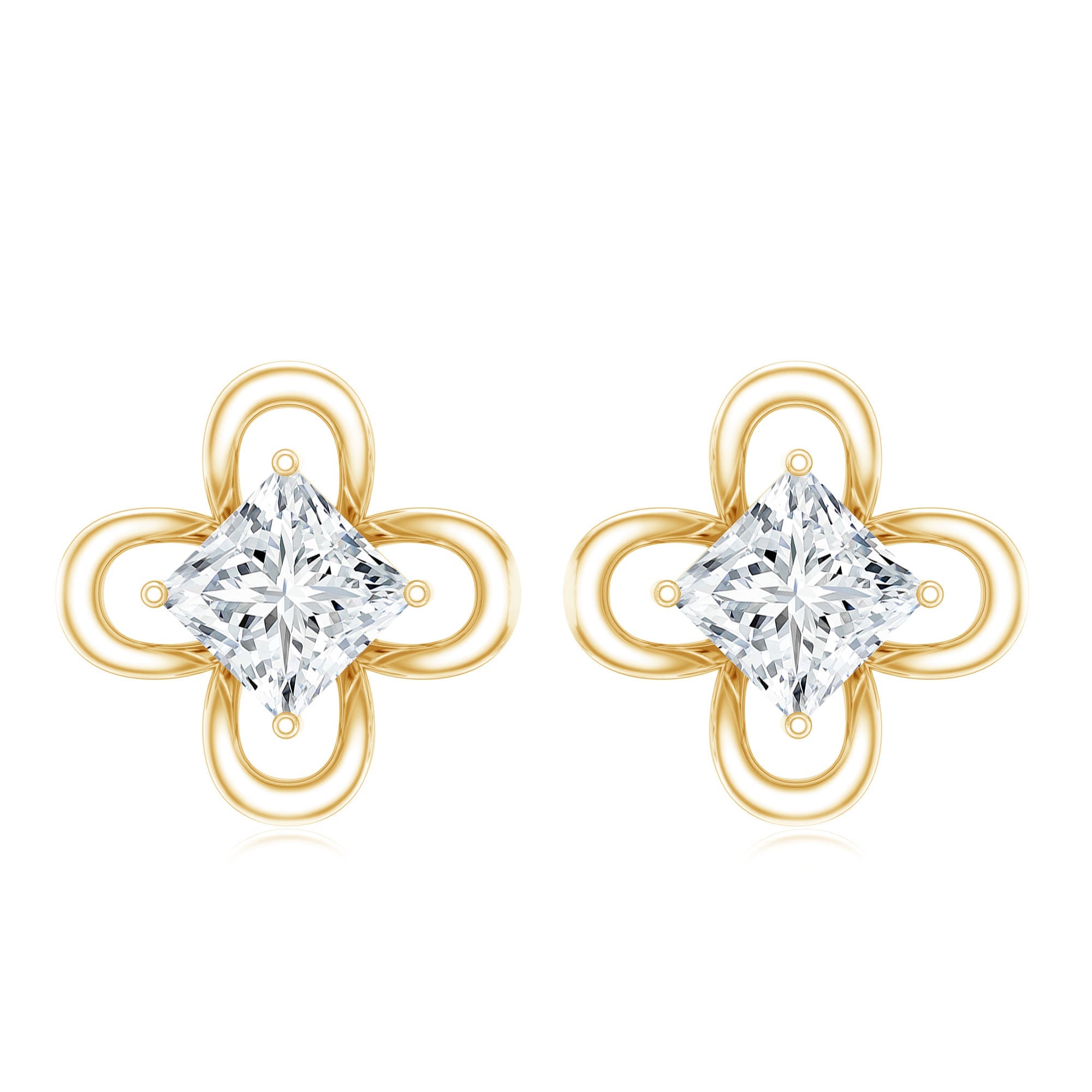 Cute Lab Diamond Flower Stud Earrings