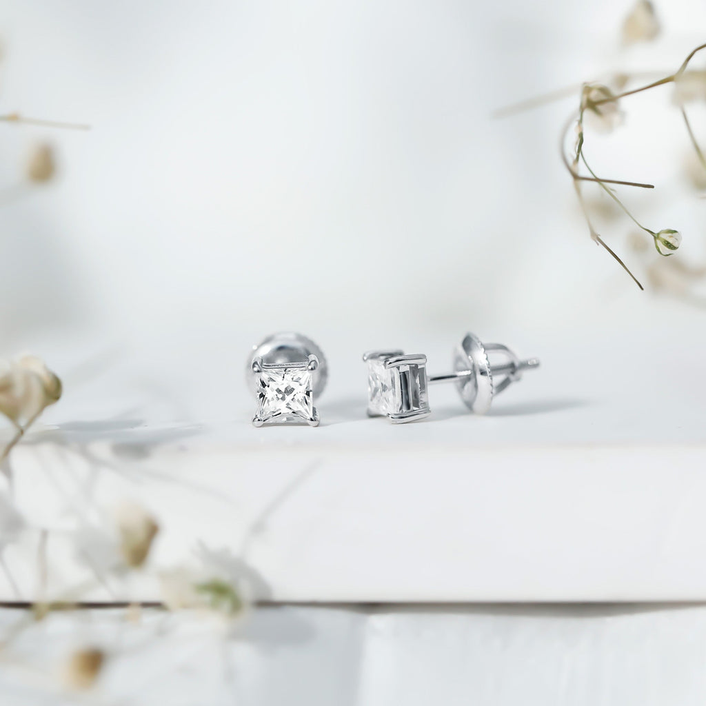 Certified Lab Created Diamond Square Earrings
