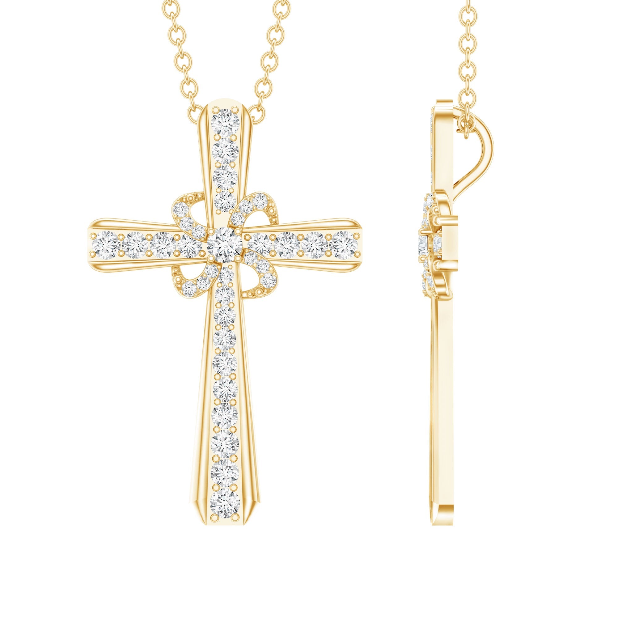 Lab Grown Diamond Catholic Cross Necklace