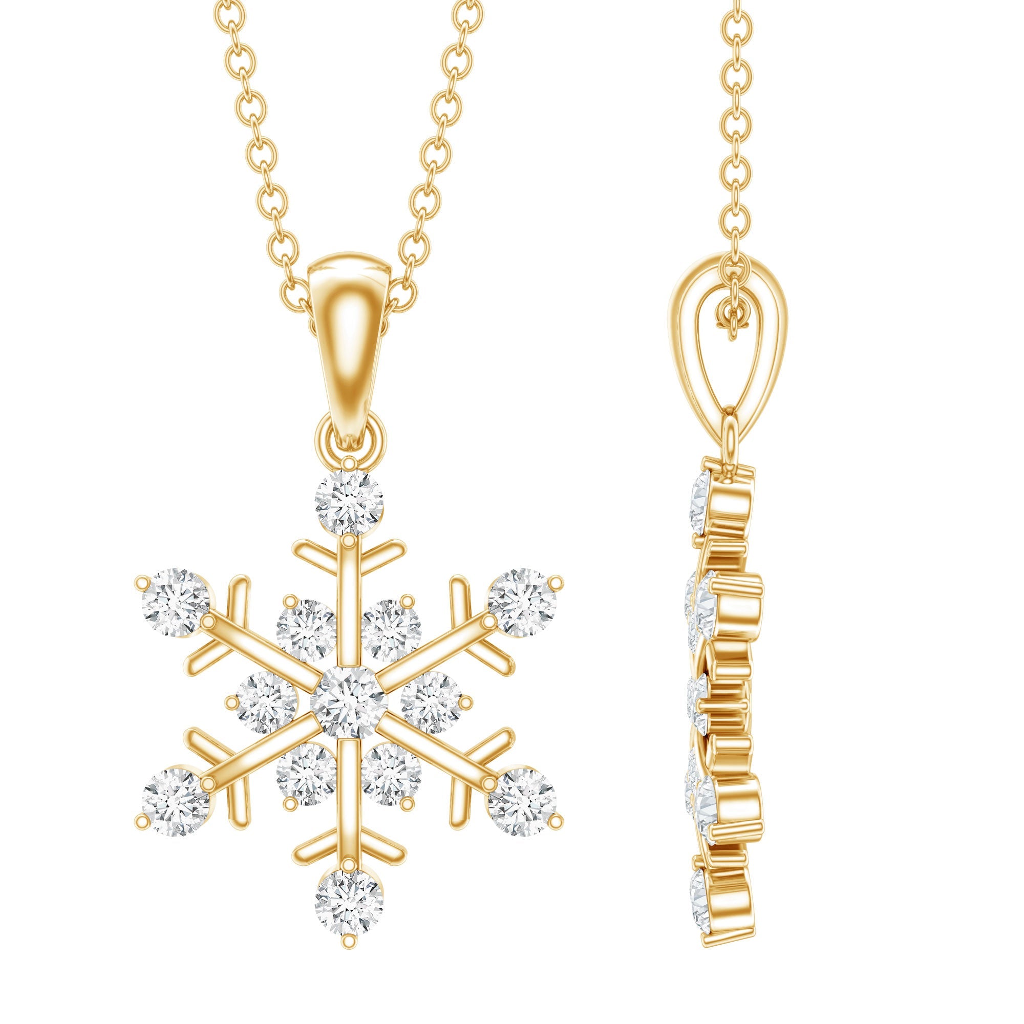 Lab Grown Diamond Christmas Snowflake Necklace
