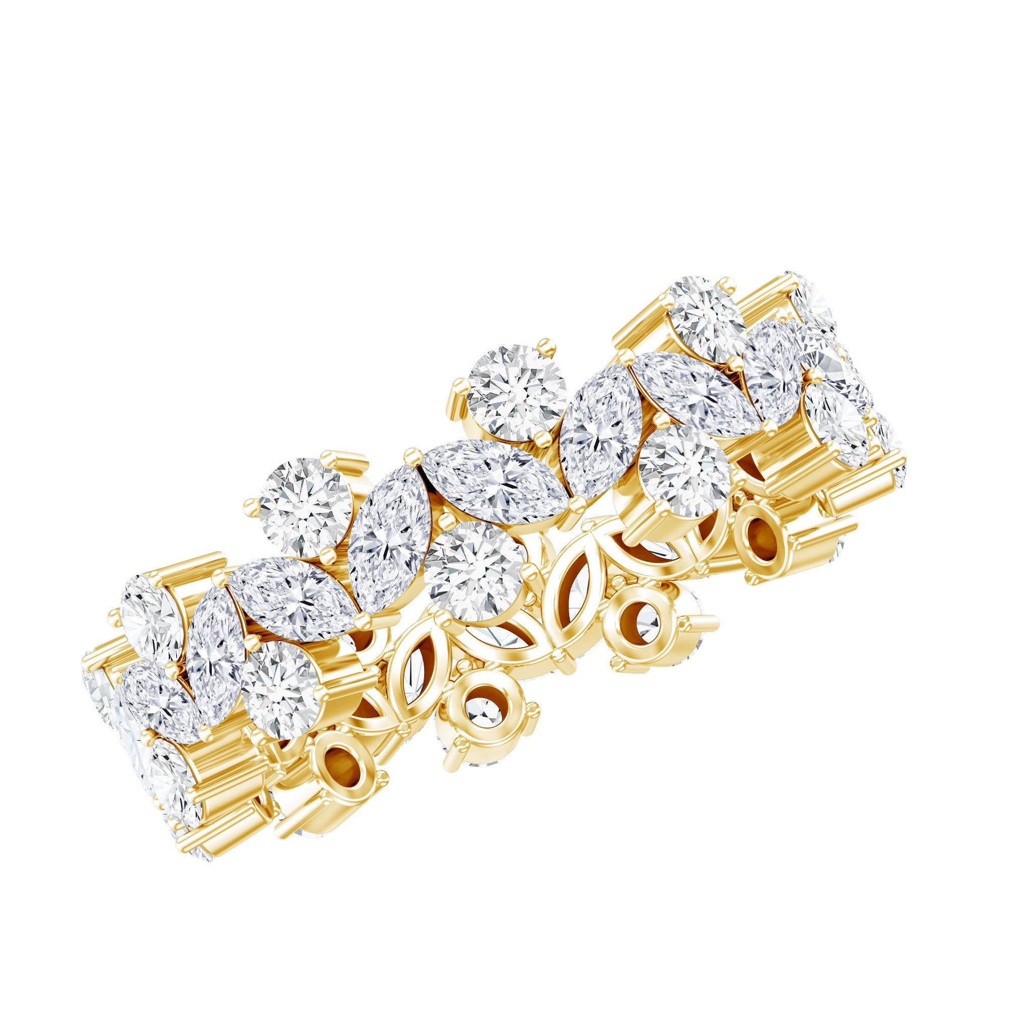 Marquise and Round Moissanite Cluster Eternity Band