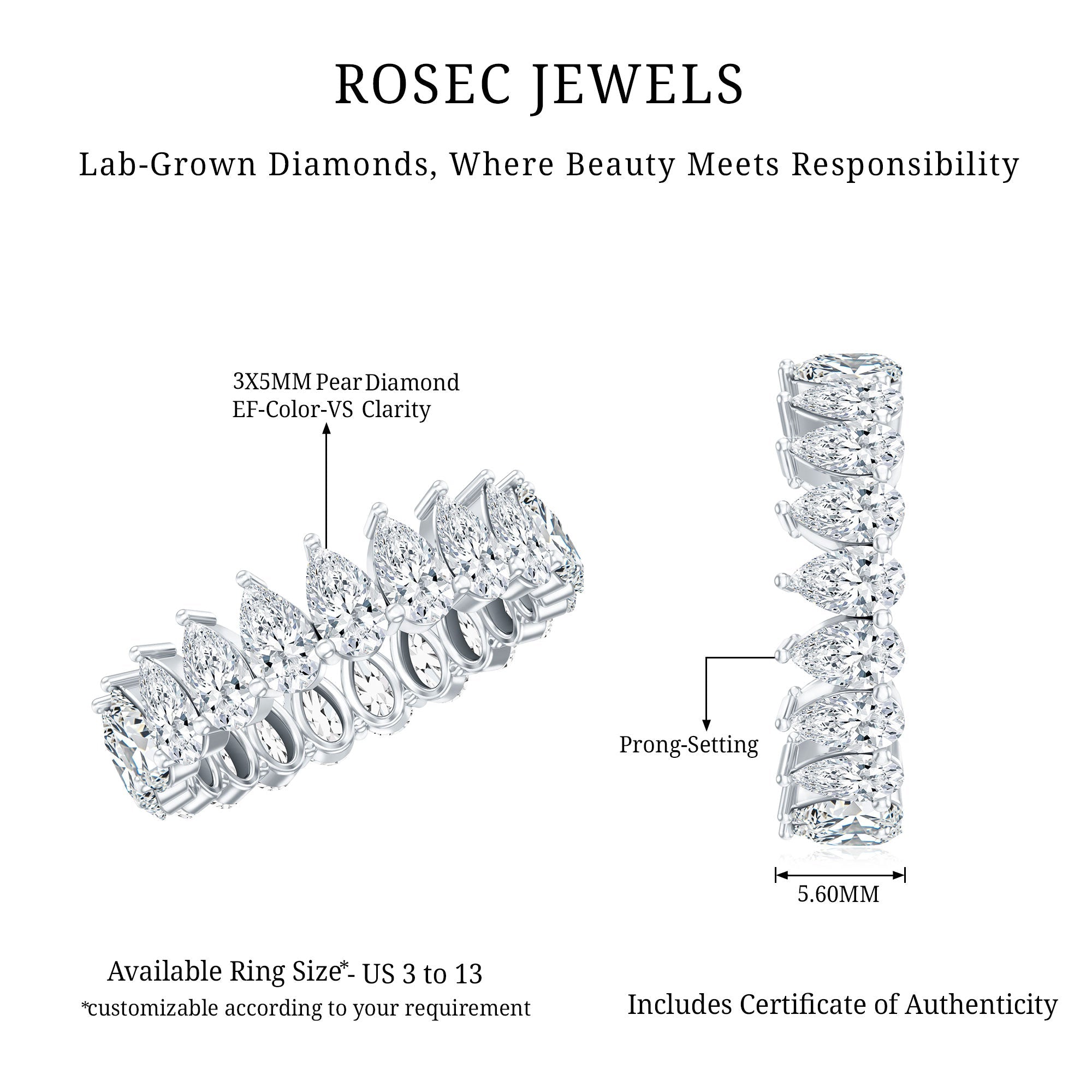 Lab Grown Diamond Teardrop Wedding Band