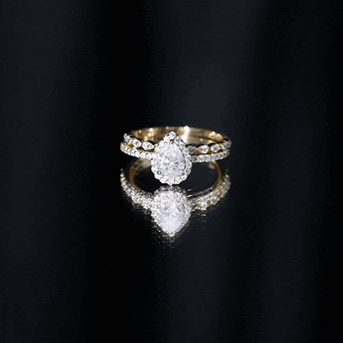 1.75 CT Moissanite Teardrop Wedding Ring Set with Halo