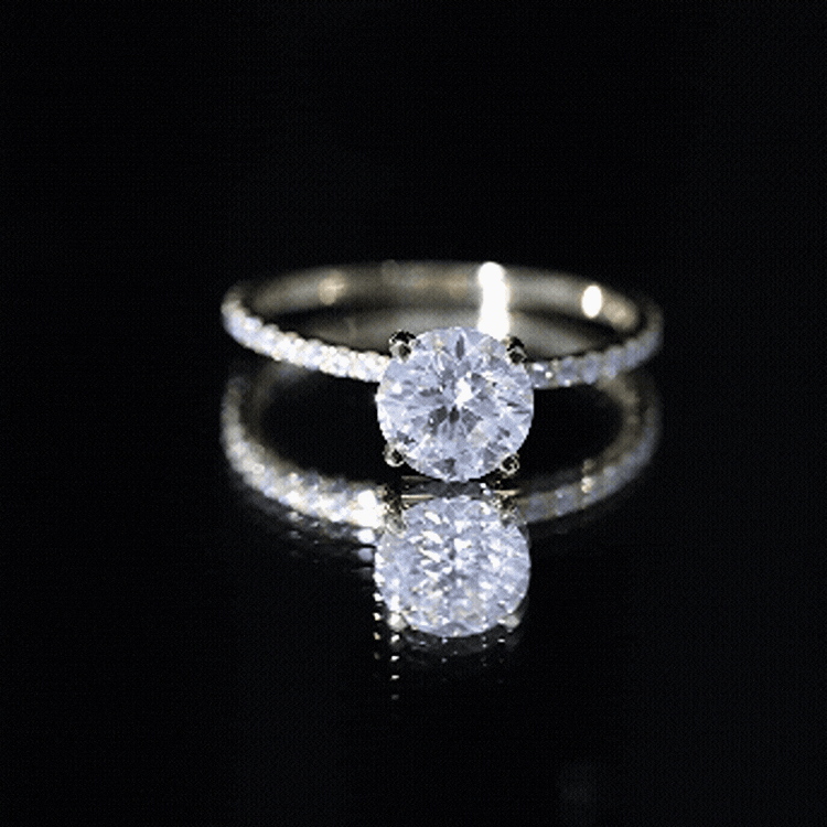 Certified Round Moissanite 4 CT Engagement Ring with Side Stones
