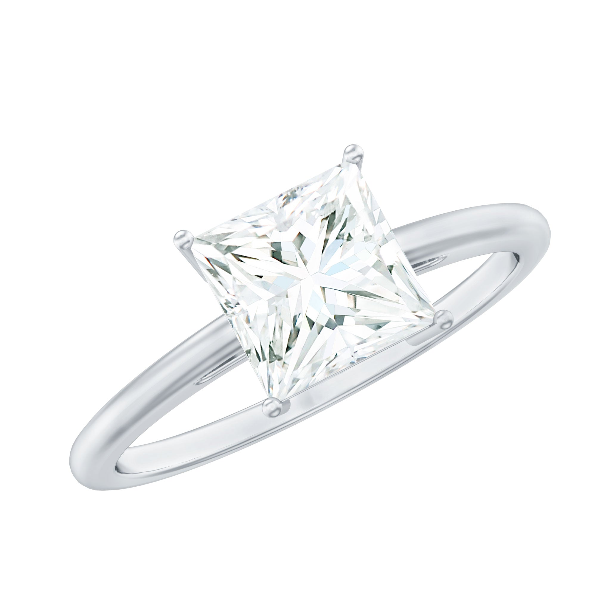 3カラット プリンセスカット モアッサナイト ソリティア 婚約指輪
