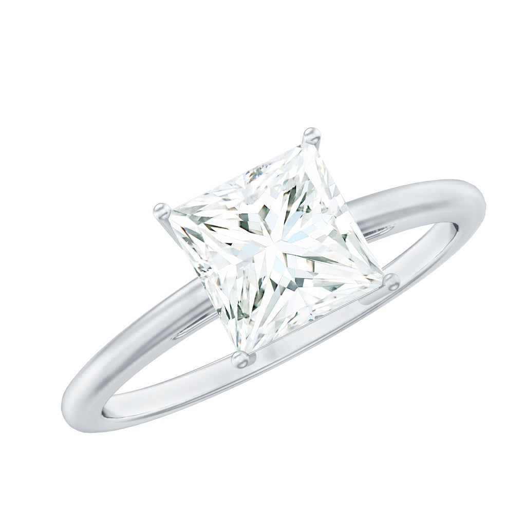 3カラット プリンセスカット モアッサナイト ソリティア 婚約指輪