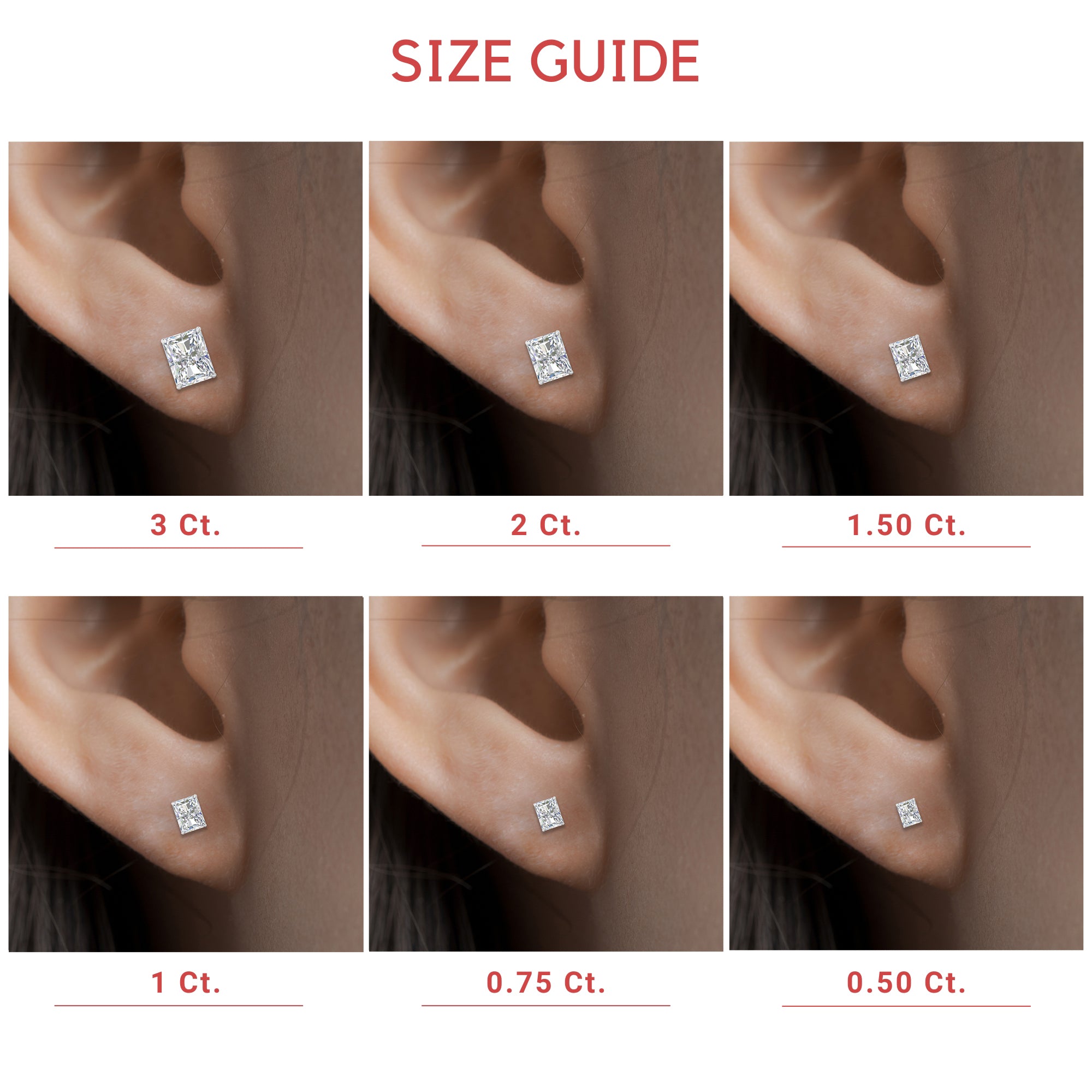 Radiant Diamond Basket Stud Earring