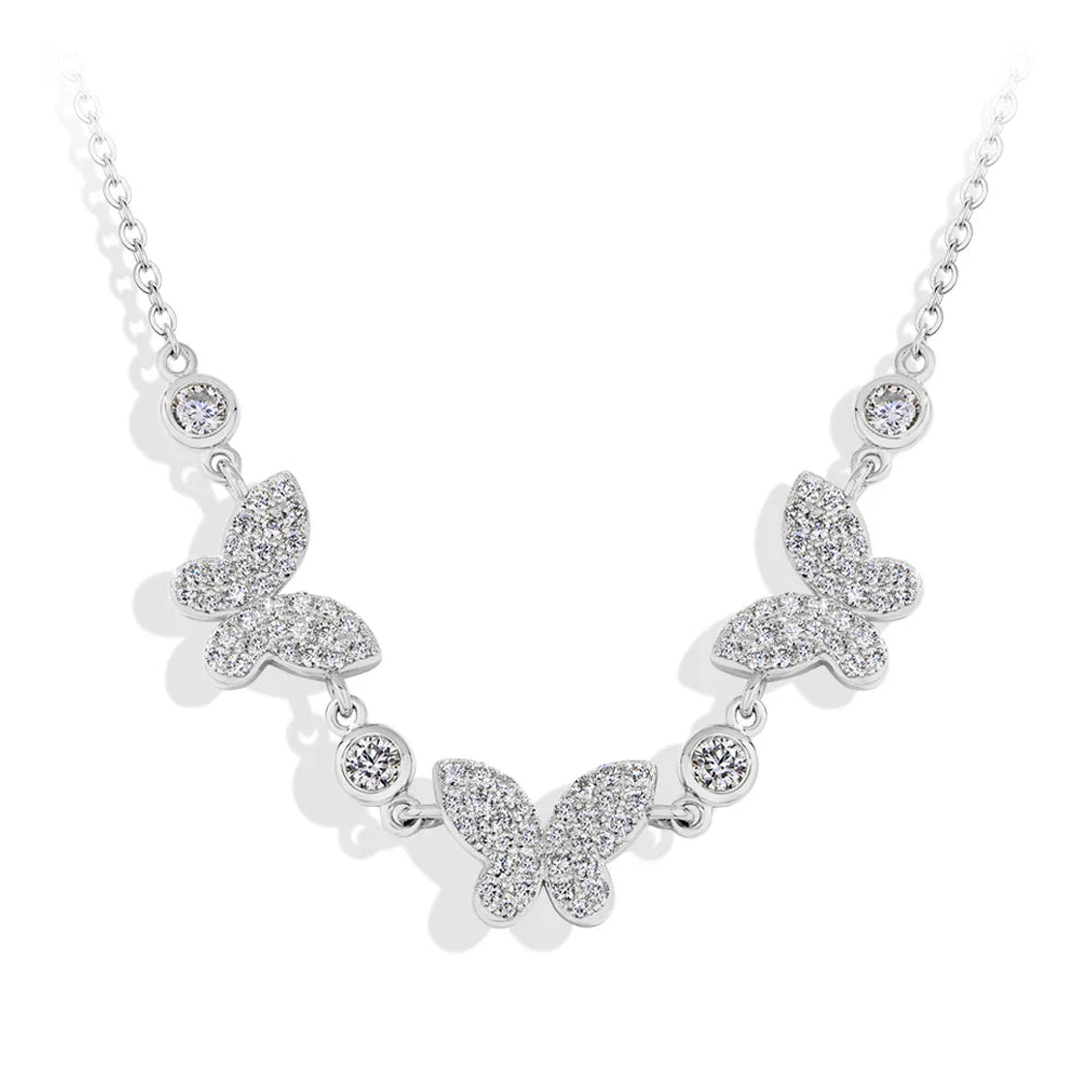 MINTYBOX S925 Silver Butterfly Moissanite Necklaces 18k Gold Plated D/VVS1 Lab Diamond 40+5cm for Women Brithday Jewelry Gift