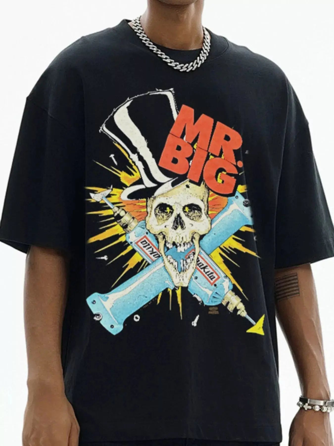 メンズ Mr. Big スカルグラフィック ヴィンテージウォッシュTシャツ