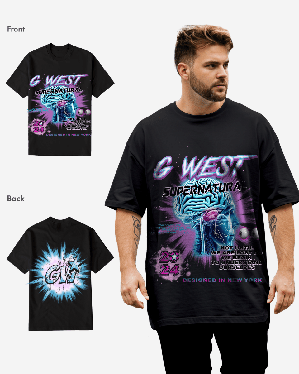 G West 超自然 ブラックTシャツ 大きいサイズ メンズ