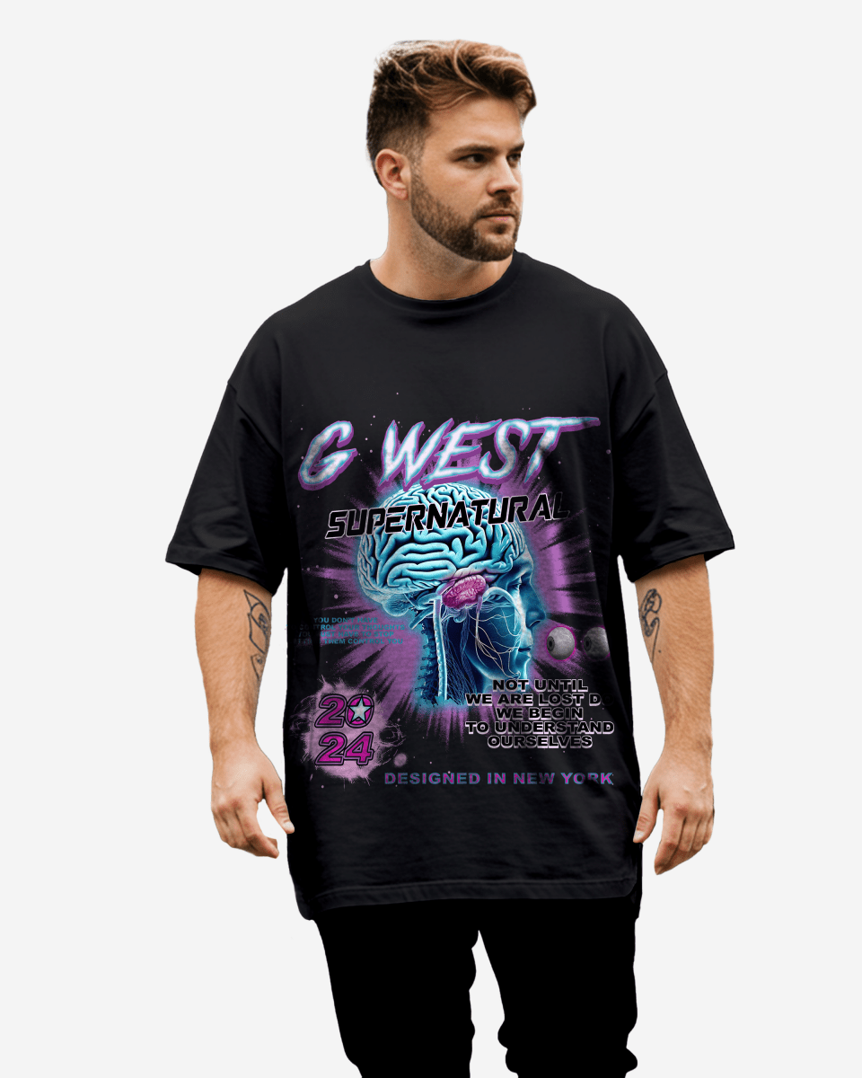 G West 超自然 ブラックTシャツ 大きいサイズ メンズ
