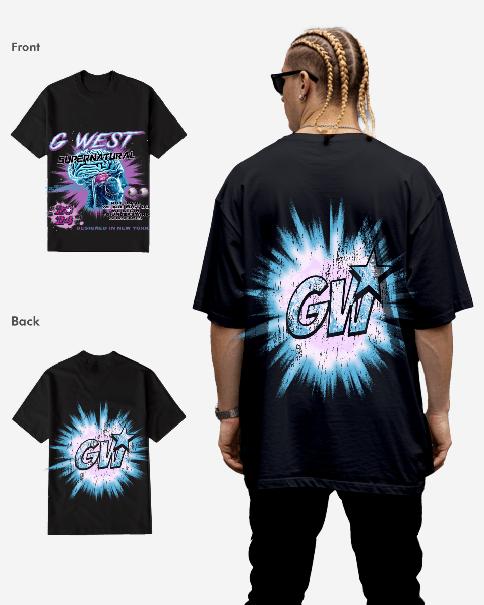 G West 超自然 ブラックTシャツ 大きいサイズ メンズ
