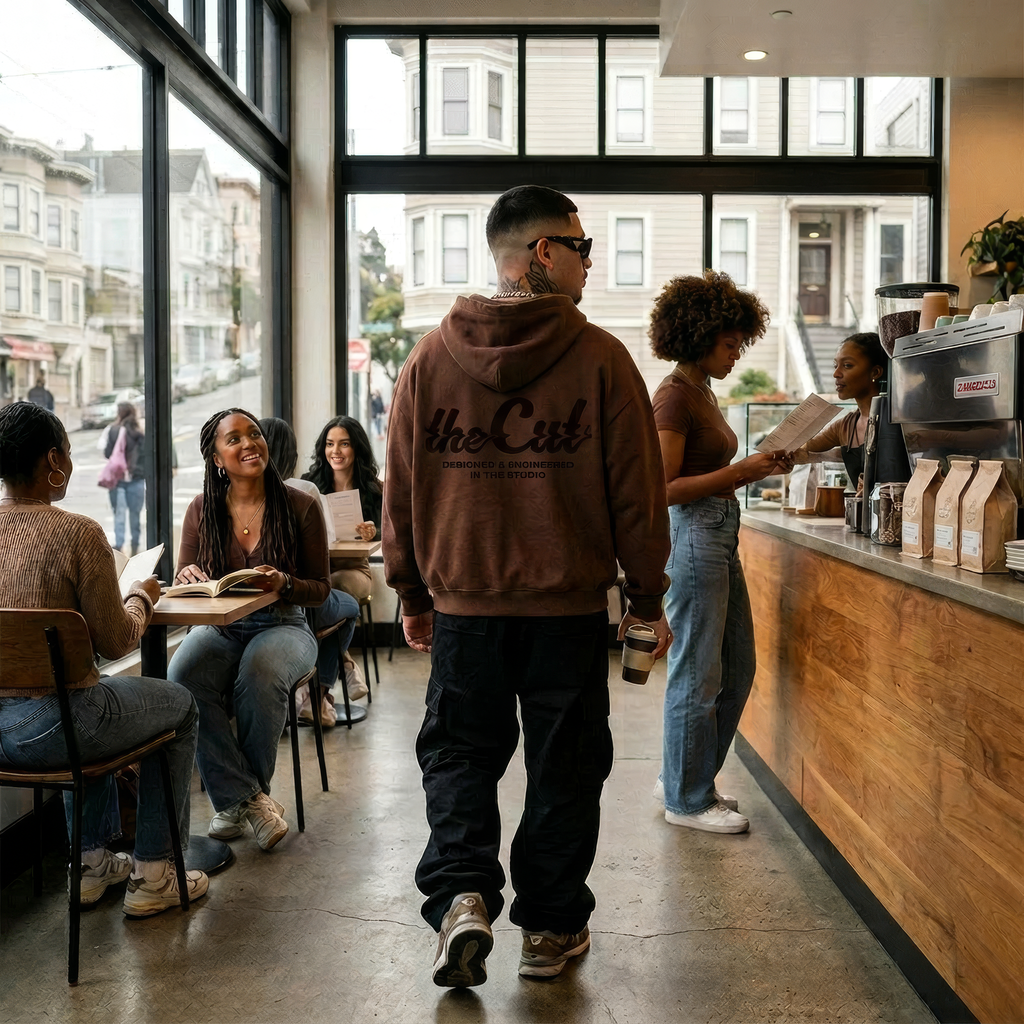 theCut Glitch Wave Coffee Print Hoodie